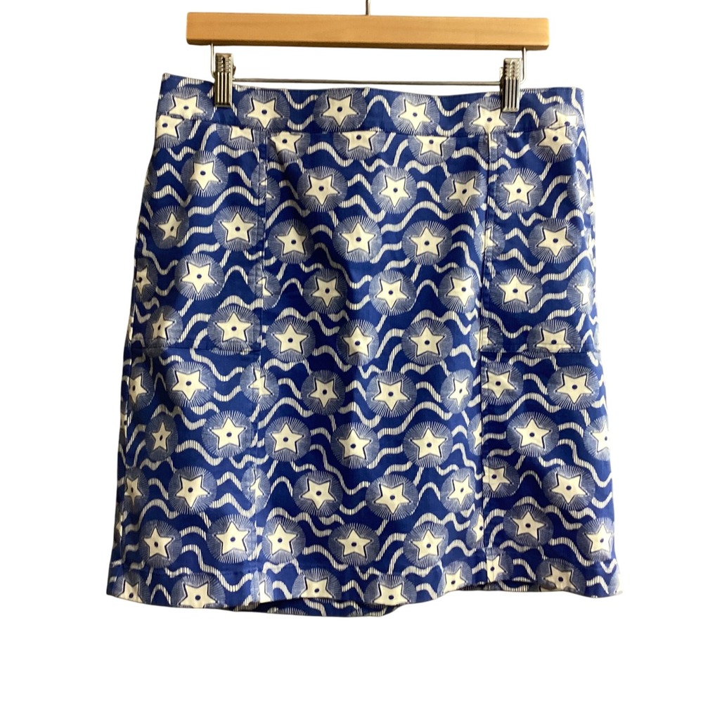 Boden Star Print‎ Skirt A-Line Mini Casual Blue White US 10R UK 14R